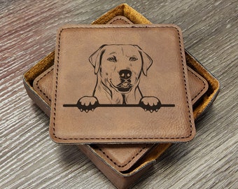 Labrador Coaster set, Retriever Coasters, Dog Lover Gift, Family Room Coasters, Living Room Coaster, Cute Dog Gift Set of 6 With Holder