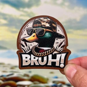 Bruh! Duck Hat Patch, UV Printed Faux Leather