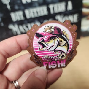 Reel Girls Love Fishing! Hat Patch, UV Printed Faux Leather