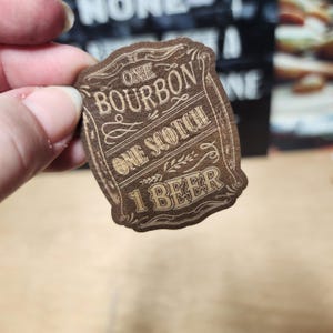 Bourbon, Scotch, And Beer Trucker Hat Patch, Laser Engraved Leatherette