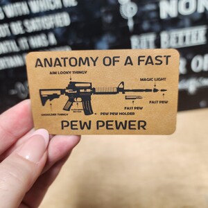 Gun Anatomy Pew Pew Leatherette Hat Patch, Laser Engraved