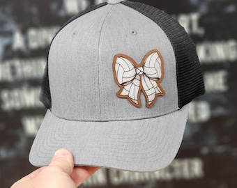 Custom Sports Bow Patch Hat, Sporty Yupoong Flexfit Cap