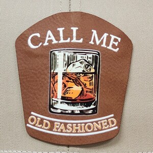 Old Fashioned Drink Cap Patch, UV Printed Faux Leather