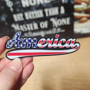 American Flag Words Trucker Hat Patch, UV Printed Faux Leather