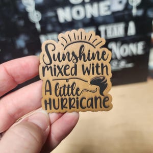 Laser Engraved Sunshine And A Bit Of Hurricane Hat Patch, Leatherette