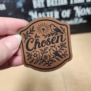 Laser Engraved Chosen Religious Hat Patch, Leatherette