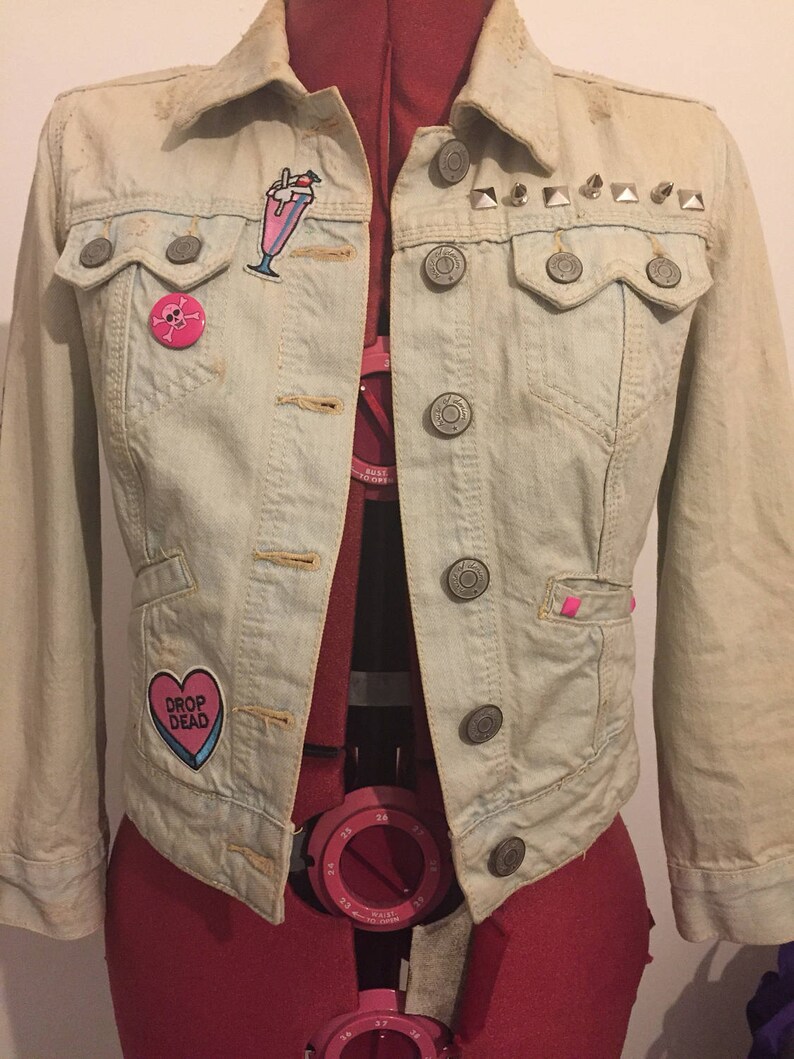 Girl Gang Love Hate Customised Punk Denim Jacket. Size 10. - Etsy