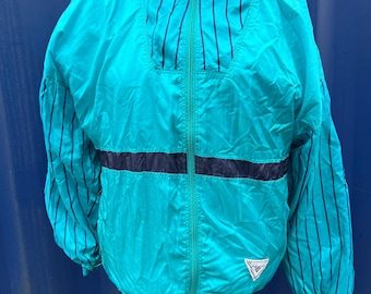 New Line Vintage Retro Turquoise Shell Jacket. Medium/ size 12-14. Eighties style coat.