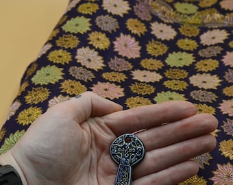 Ceramic hand painted Celtic cross necklace charm