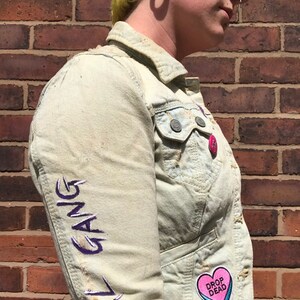Girl Gang Love Hate Customised Punk Denim Jacket. Size 10. - Etsy
