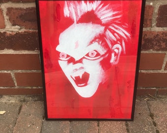 Red and White Acrylic Lost Boys Vampire Canvas in a Frame. Halloween cult film art.