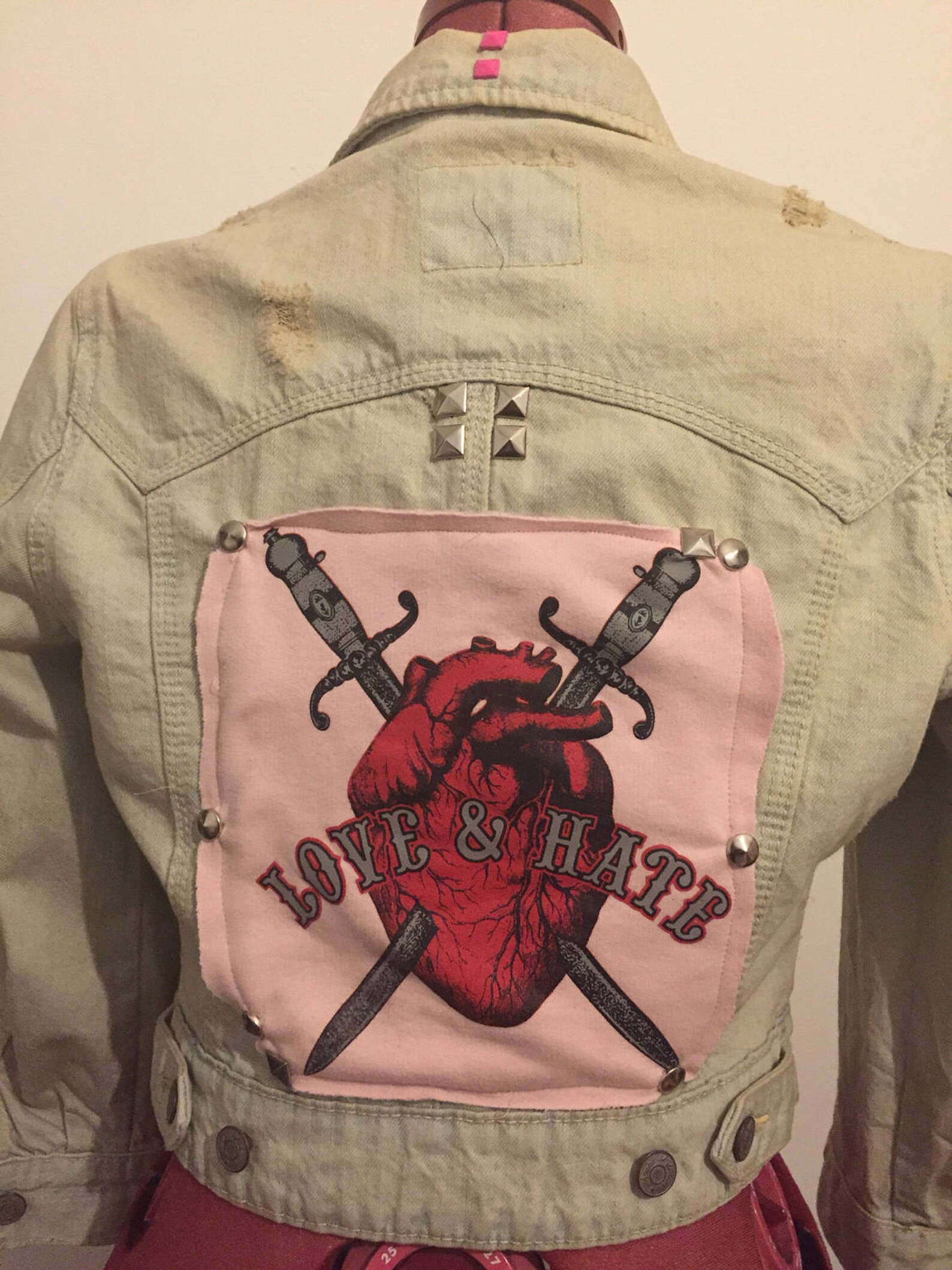 Girl Gang Love Hate Customised Punk Denim Jacket. Size 10. - Etsy