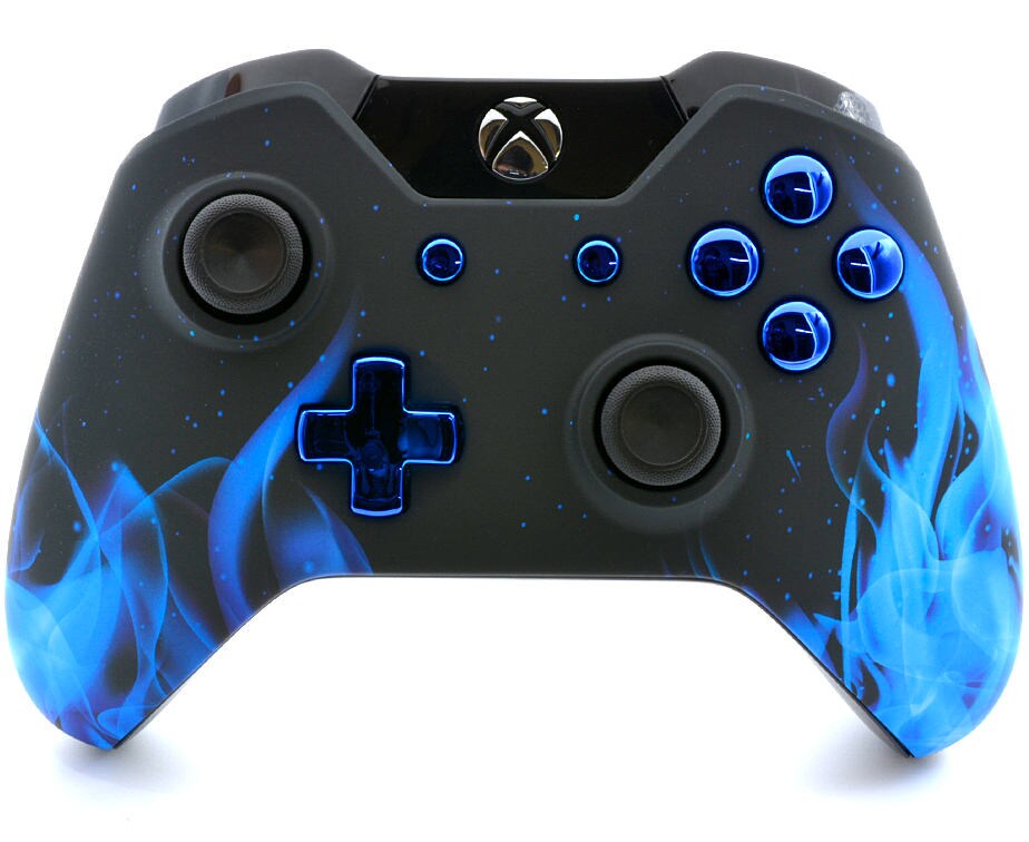 Soft Touch Blue Fire Xbox One CUSTOM Wireless Controller 3 ...