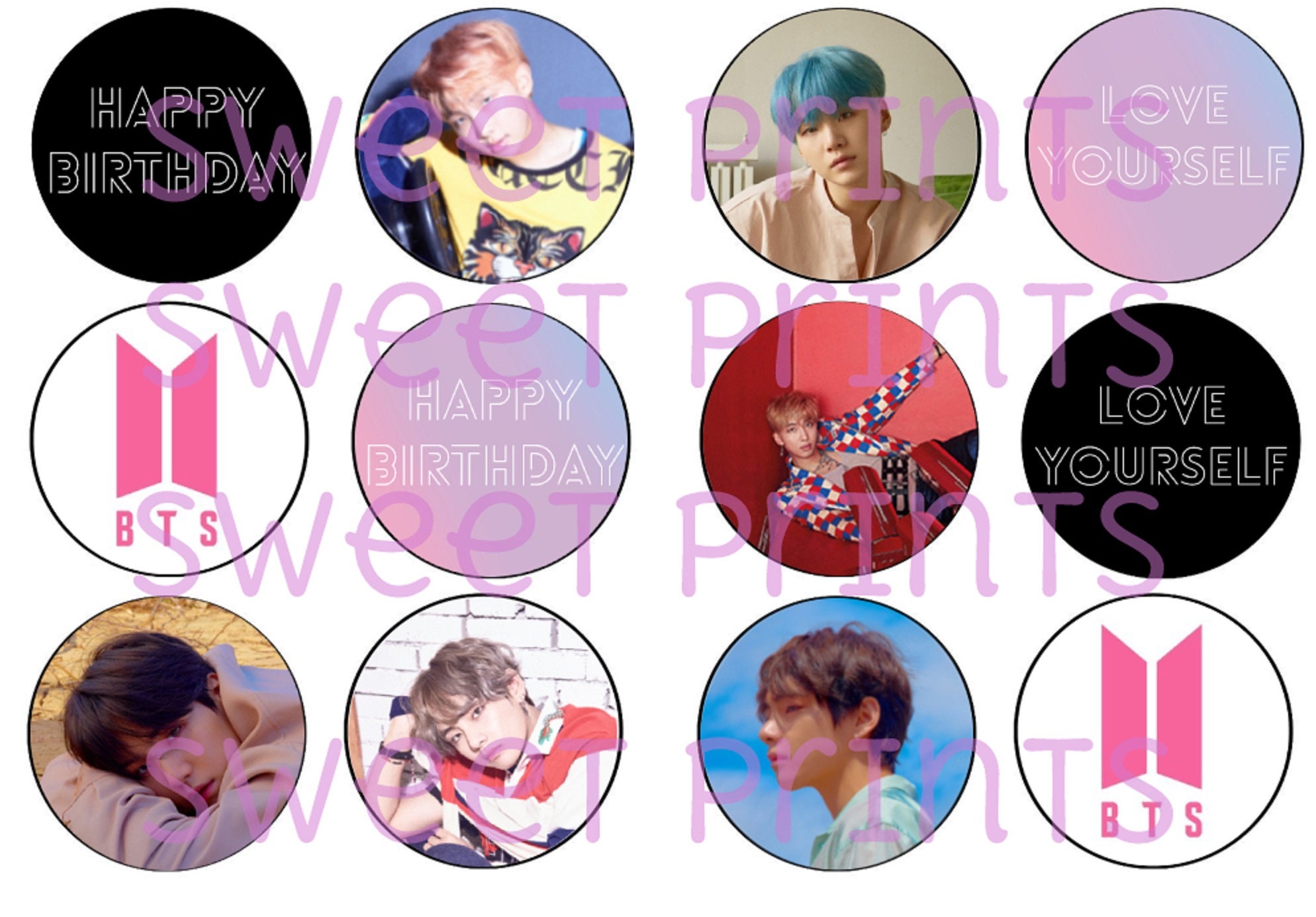 BTS Love Yourself Cupcake Toppers PDF Instant Download Printable ...