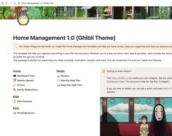 Studio Ghibli Home Management Template | Notion Planner (Digital Download)