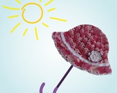 panama hat, cloche hat, little girls crochet hat, mottled pink  hat for summer, flower clochet, cute little girl hat, 1-2 year
