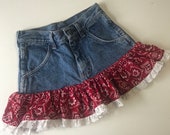 Toddler Denim Bandana Skirt,toddler denim,denim skirt,girls denim skirt,bandana,western,Jean skirt,toddler