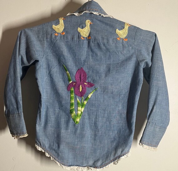 Girls Denim Embroidered Shirt,vintage,vintage shi… - image 2