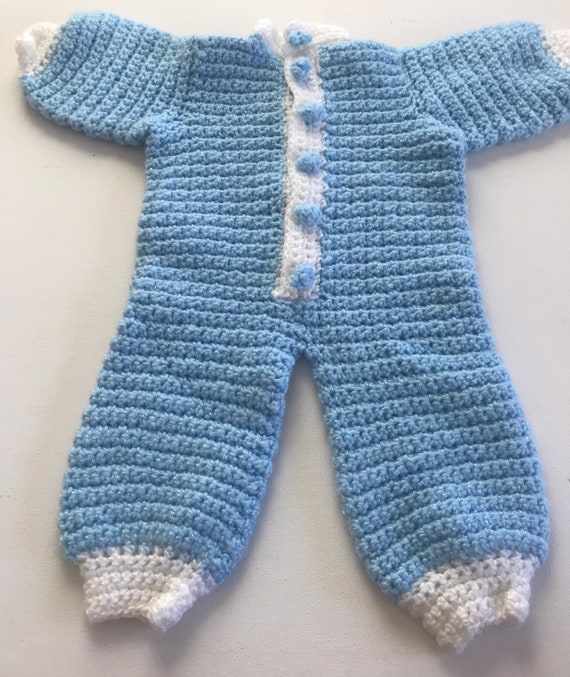 Vintage handmade baby knit outfit/Baby bunting, h… - image 4