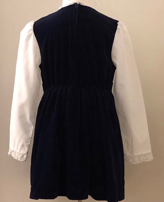 Vintage Girls Dress,girls dress,navy velvety dres… - image 6