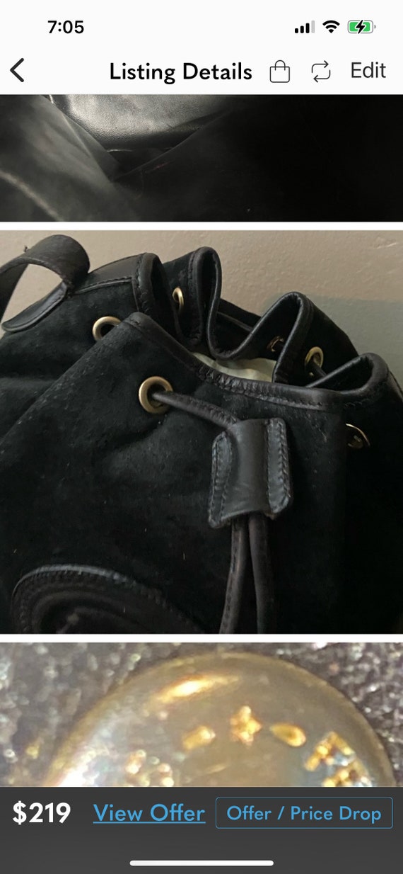 Vintage Fendi Bag,Fendi purse,suede bucket bag,su… - image 9