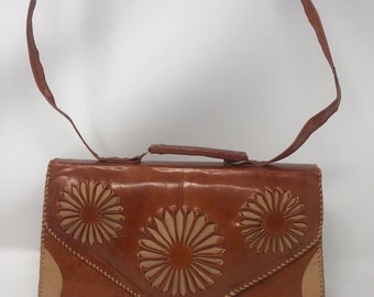 Vintage leather hand crafted handbag,Leather purse,Vintage purse,Purse,boho