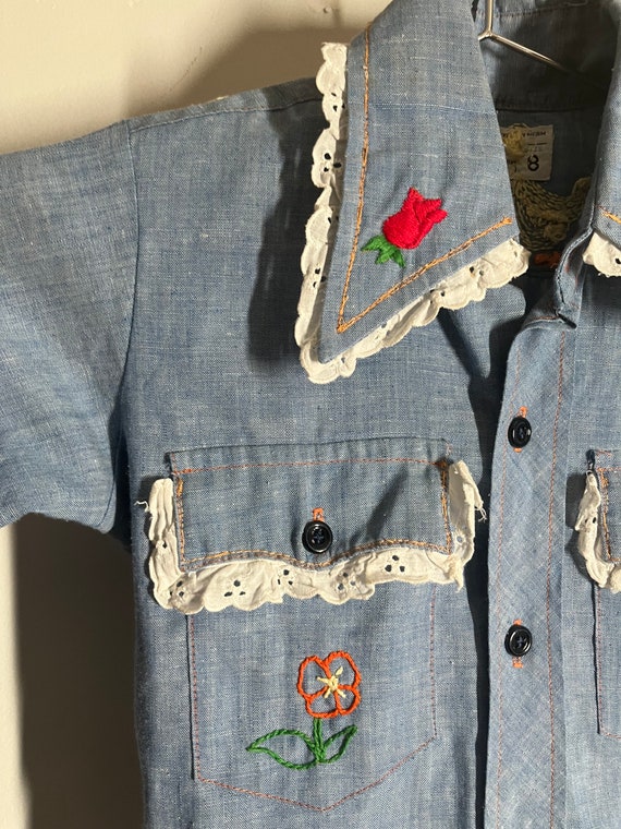 Girls Denim Embroidered Shirt,vintage,vintage shi… - image 8