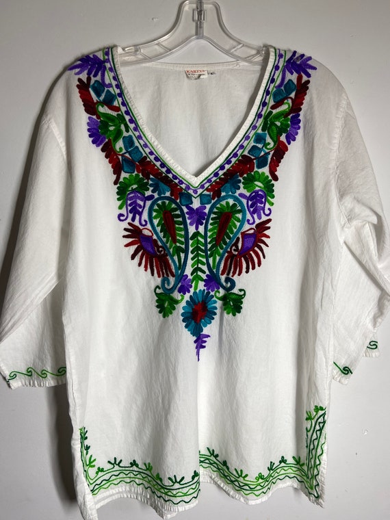 Mexican embroidered blouse ethnic inspired, embroi