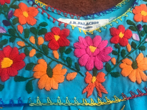 Vintage 70s 80s Girls Hand Embroidered Oaxacan,gi… - image 2