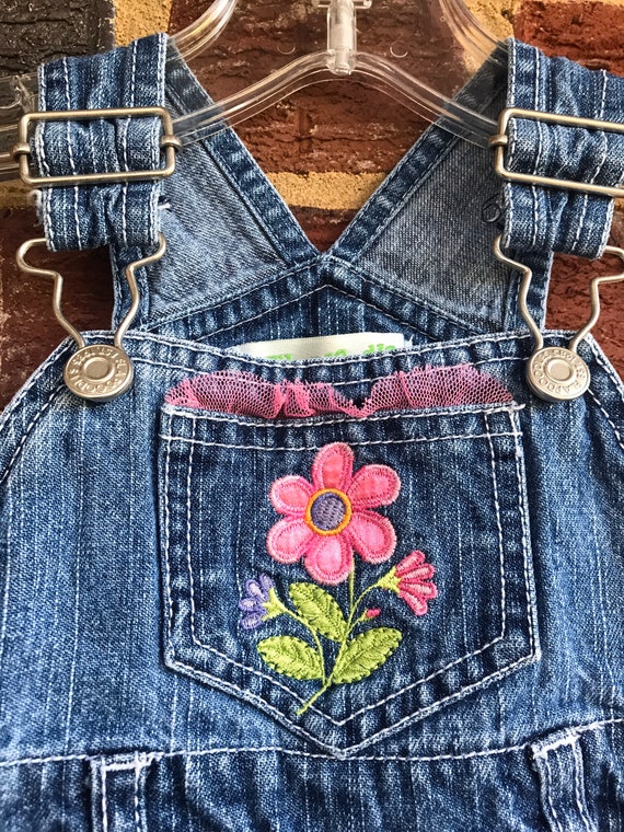 Denim appliquéd overalls, infant overalls, overal… - image 2