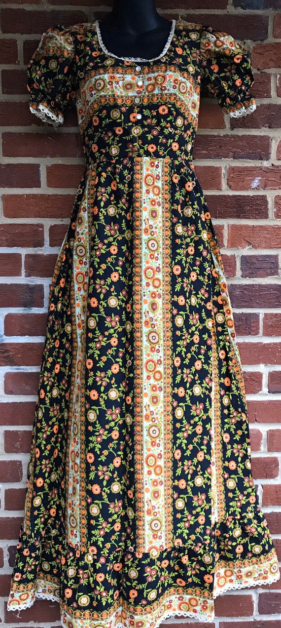 Vintage maxi dress, BoHo, 70s, floral maxi dress, hap… Gem