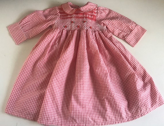 Vintage Hand Smocked Seersucker dress, vintage dre