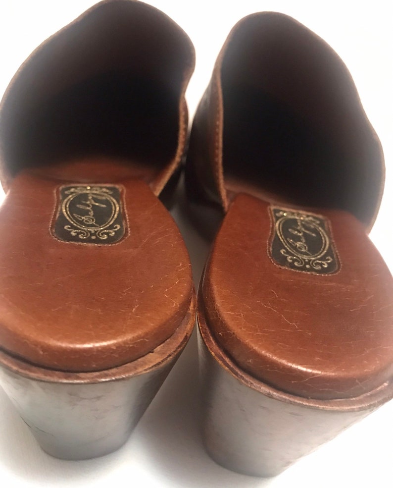 Vintage leather tooled mules sz 7