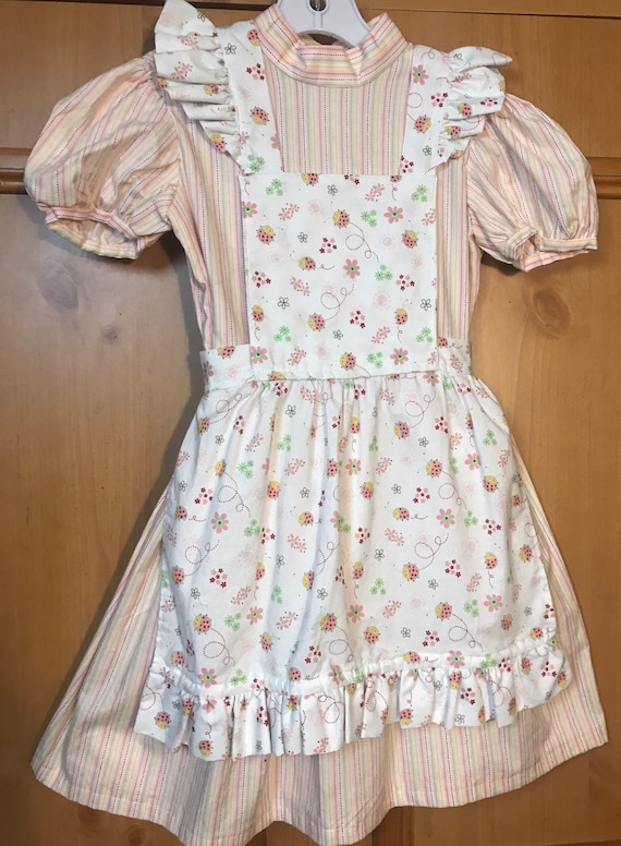 Girls apron dress handmade,Apron dress,vintage dre