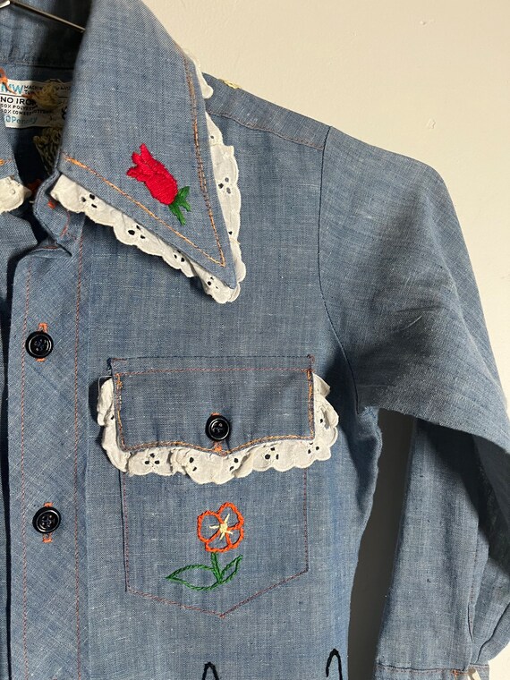 Girls Denim Embroidered Shirt,vintage,vintage shi… - image 9