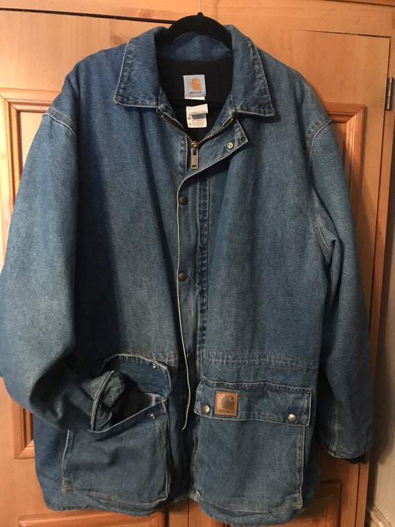 carhartt denim barn coat