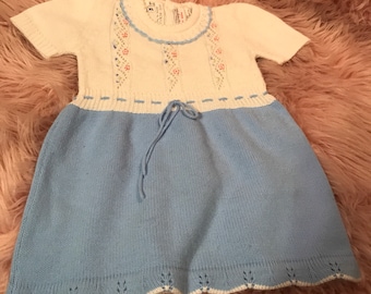 Vintage little girls dress/Vintage baby doll sweater dress L/XL  1 yr approx.