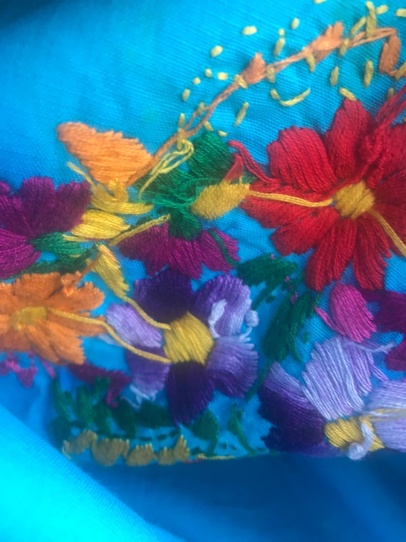 Vintage 70s 80s Girls Hand Embroidered Oaxacan,gi… - image 9