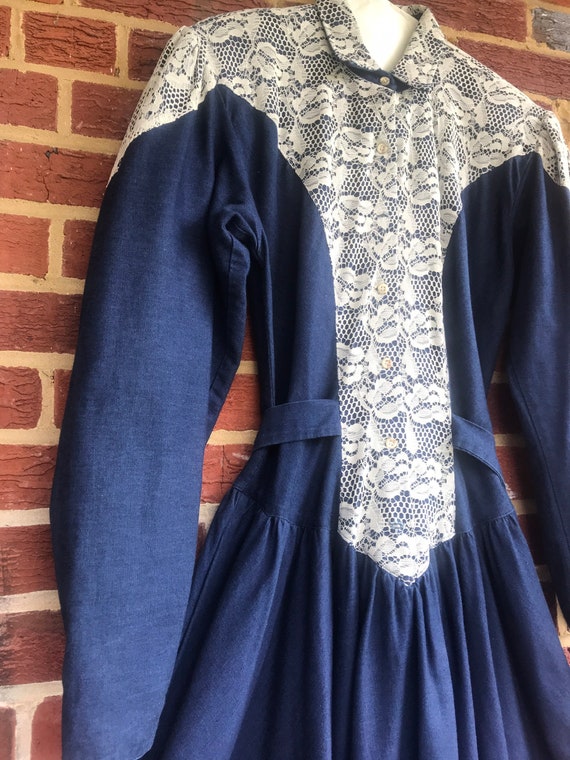 Vintage Denim Prairie Dress,Western dress,denim d… - image 3