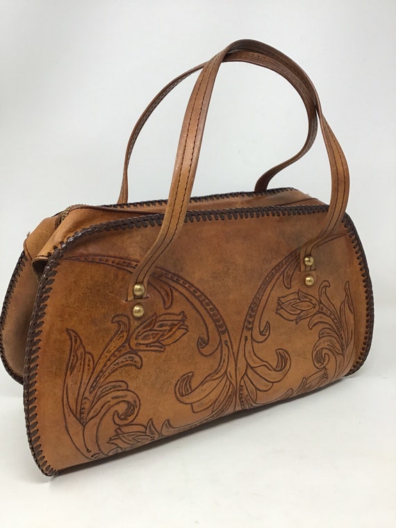 Vintage 60s tooled leather purse,vintage leather,… - image 2