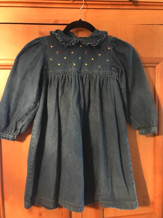 Vintage little girls sz 6 Oshkosh blue Jean smock 