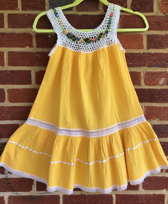 Vintage Crochet top girls dress, girls ethnic dre… - image 1