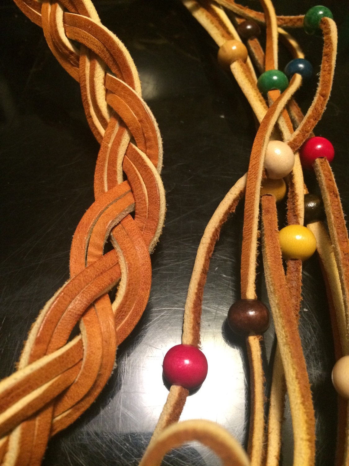 Vintage Braided Leather Belt Which Beads Etsy