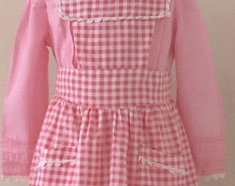 Vintage Handmade Dress and Apron set, apron Dress, dress ensemble, handmade,Handmade Dress, homemade dress, vintage