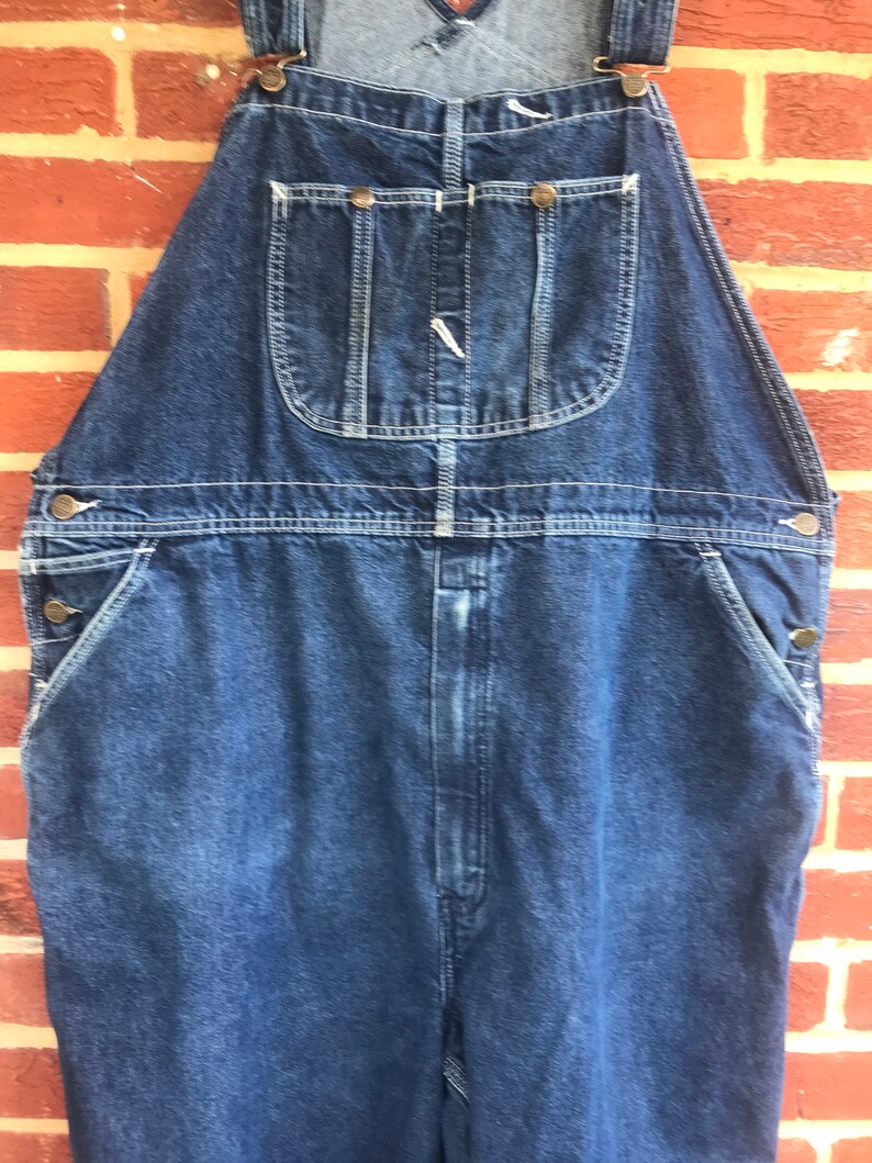 Denim Overalls, jeans, overalls, denim, farmer overalls, Roebucks Denim Overalls,Vintage denim,Bib overalls image 4