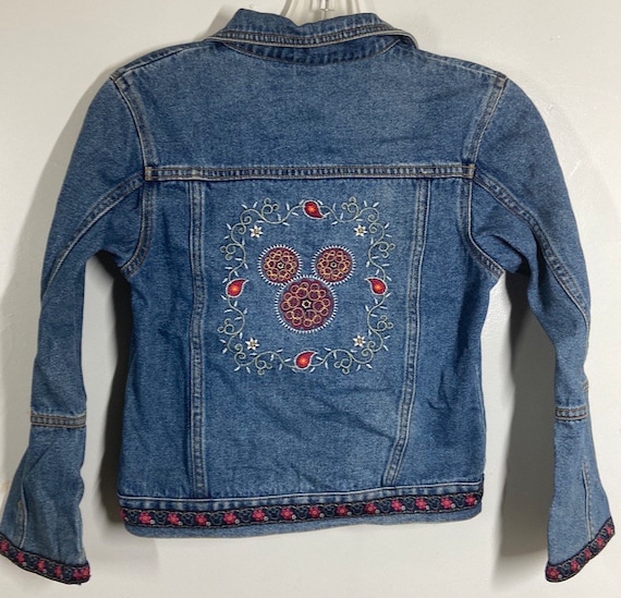 FleshFresh Vintage 90s Padded Denim Jacket from Domino Düsseldorf Italy , Retro Jean Coat, Embroidered, Lace, Velvet, Abstract Mix Pattern, Size L/XL