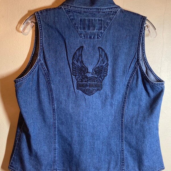 Harley Davidson Jean Vest Etsy