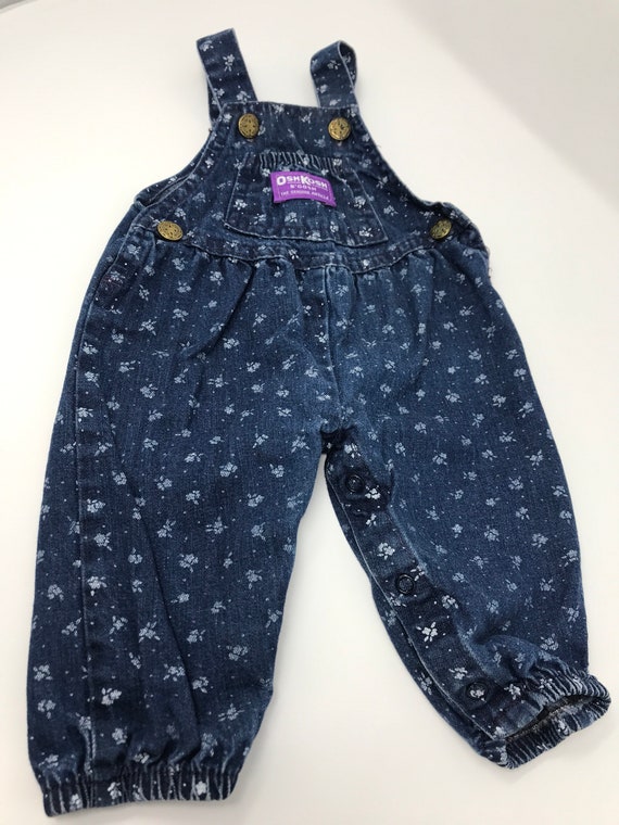 Oshkosh vestbak sz 3/6 Jean floral overalls made … - image 1