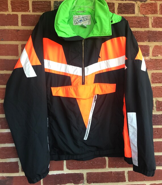 Vintage neon jacket, profile jacket, windbreaker, vin… - Gem