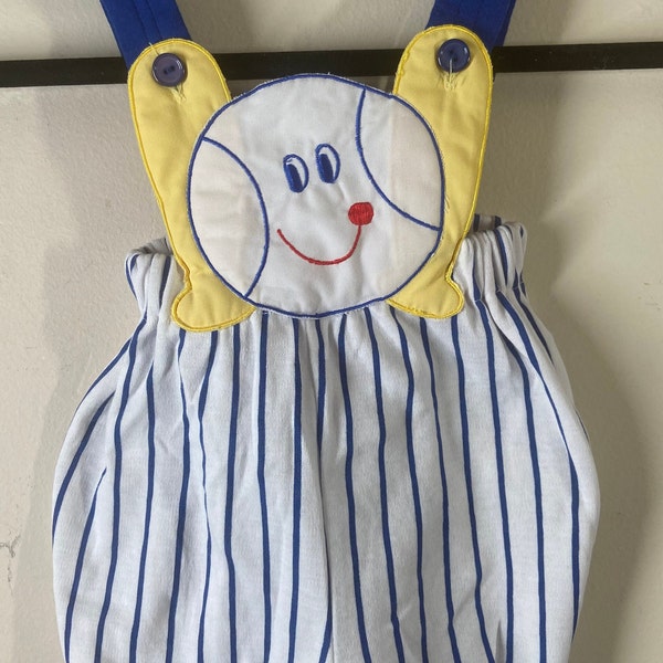 Baby bubble,sunsuit,infant romper, vintage,vintage sunsuit,vintage romper,summer baby,baby boy,boys romper,baseball,Tiny Tots